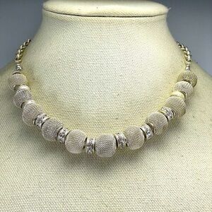 Vintage Trifari Beaded Silver tone and Crystal Necklace Boho Statement Timeless